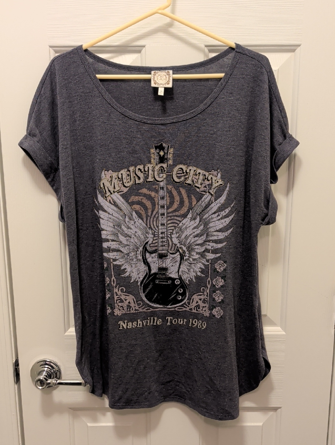 Womens Music City Graphic Tee  Charcoal By No Brand
